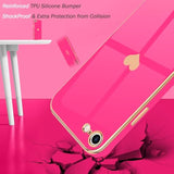 For Iphone Se 2020/2022 Case, For Iphone 7 Case, For Iphone 8 Phone Case For Women Girl Cute Love-Heart Luxury Bling Soft Cover Camera Protection Bumper Silicone Shockproof Case, Hot Pink