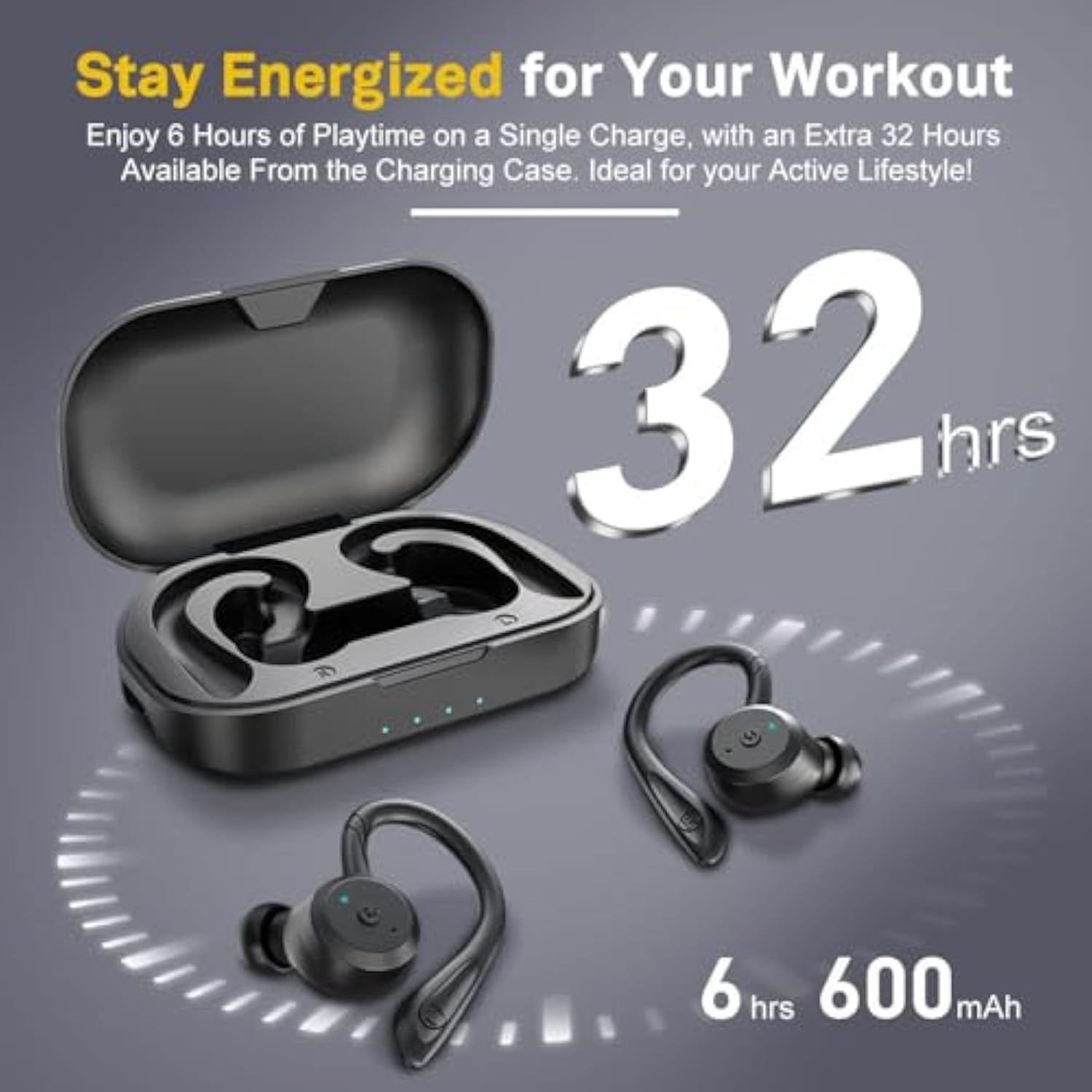 Bluetooth Headphones True Wireless Earbuds With Charging Case Ipx7 Waterproof Stereo Sound Earphones Builtin Mic Inear Headsets For Sport Running Black