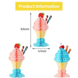 4 Pcs Tissue Ice Cream Honeycomb Sundae Centerpieces for Ice Cream Theme Party