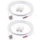 2Pcs 20Awg White Usb Pigtail Male 2 Wire 5V 5A 1M/3.3Ft Usb 2.0 Male Plug 2 Pin Bare Wire Open End Wire Cable With 2-Position Spring Wire Connector For Replacement Repair Diy Pigtail Cable