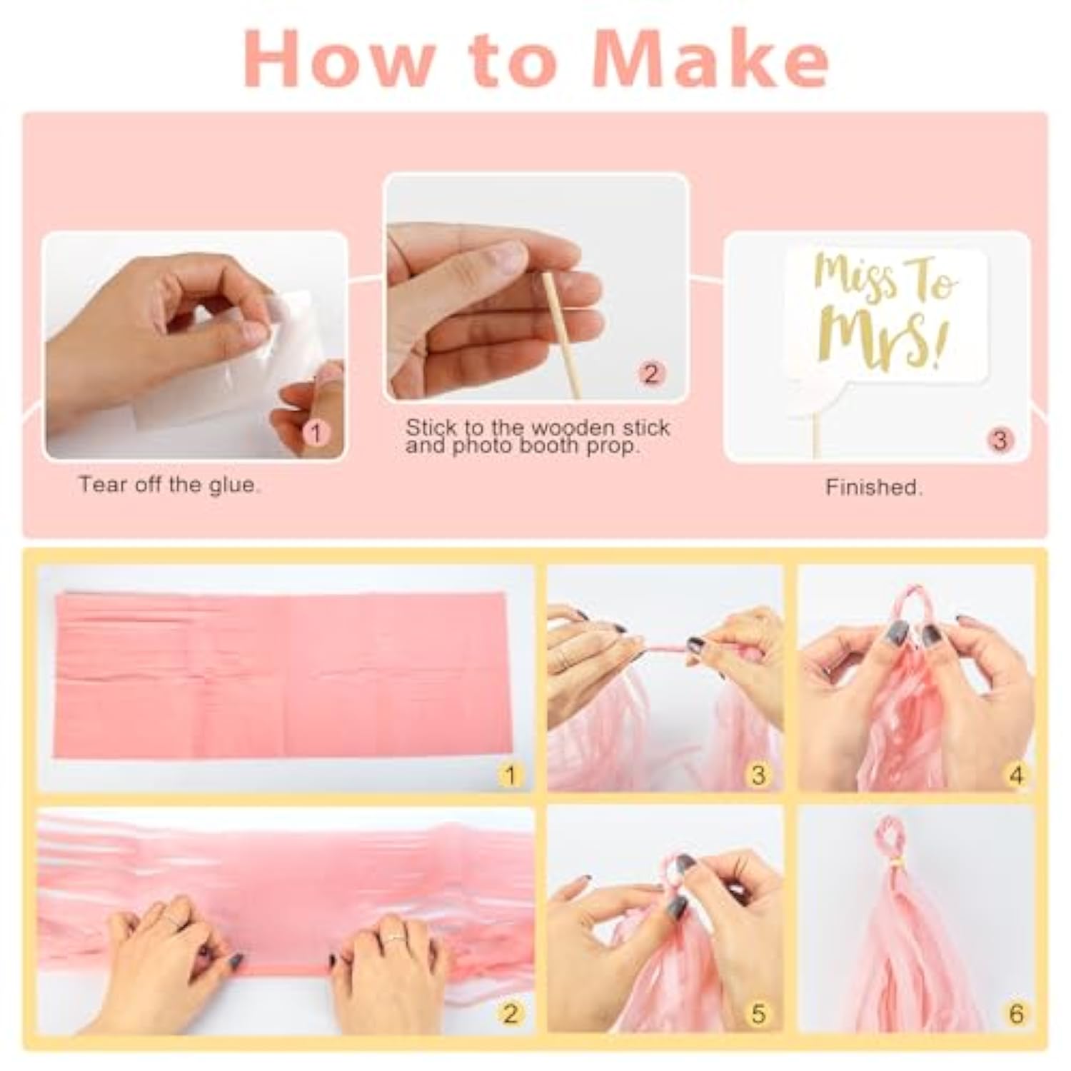 Bachelorette Party Decorations Supplies, Rose Gold Bridal Shower Decorations Bride To Be Pink White Gold Confetti Foil Heart Balloons, Veil, Photo Booth Props, Fringe Curtains, Paper Tassels