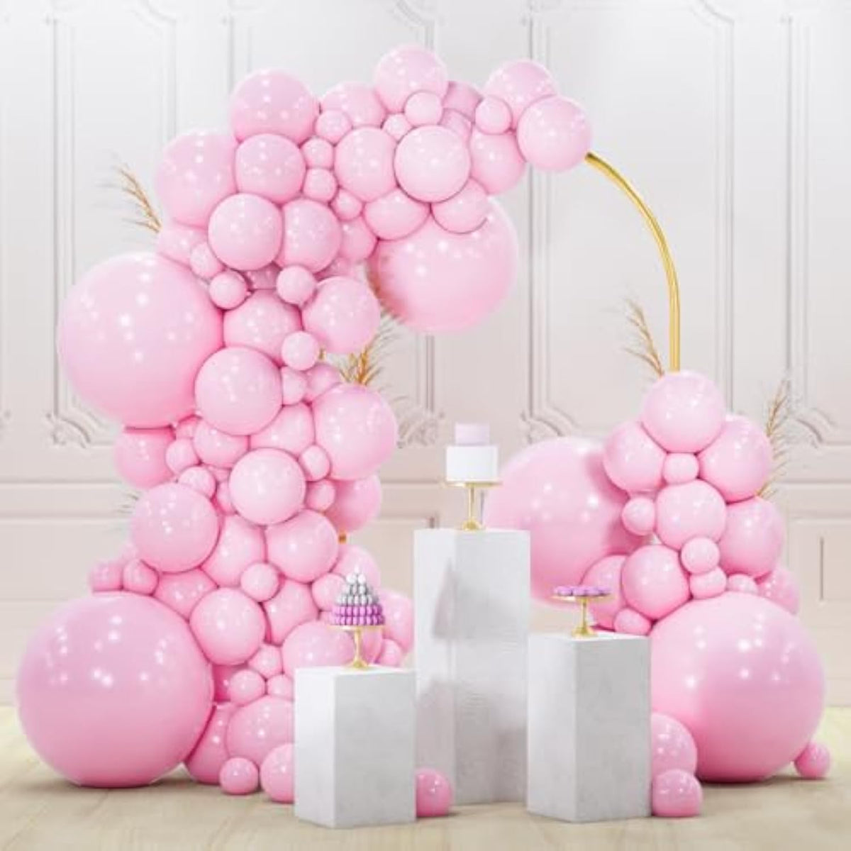 140PCS Pastel Pink Balloon Set – Mixed Sizes for Arches & Party Decoration