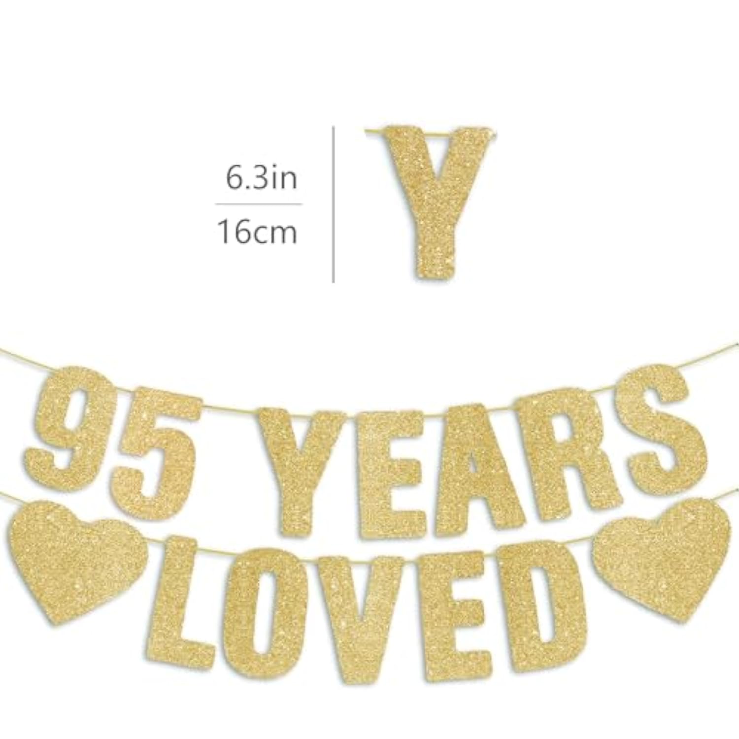 Pre-Strung 95Th Birthday Banner - Gold Glitter, Happy 95Th Birthday Party Decorations For Men, Funny 95 Year Old Anniversary Sign For Women