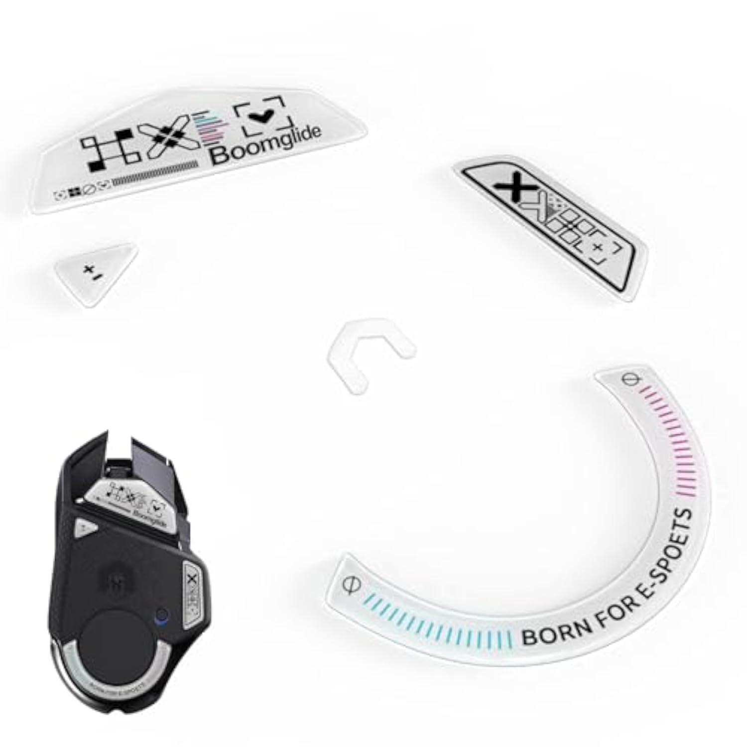 Glass Mouse Skates For Logitech G 502 Lightspeed Wireless,Fastest And Smoothest Mouse Feet/Skates (White Print)