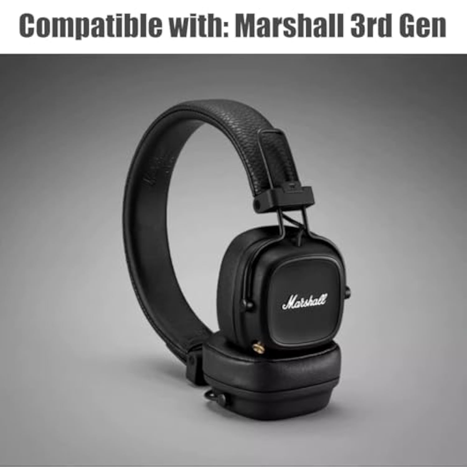 Replacement Earpads Cushions Compatible With Marshall 3Rd Gen On-Ear Headphone, 1 Pair Protein Leather Ear Pads With Soft Memory Foam, Noise Isolating Earpads(Black)