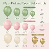 Sage Green Balloon Garland Kit: Pink, White & Gold - Baby Shower