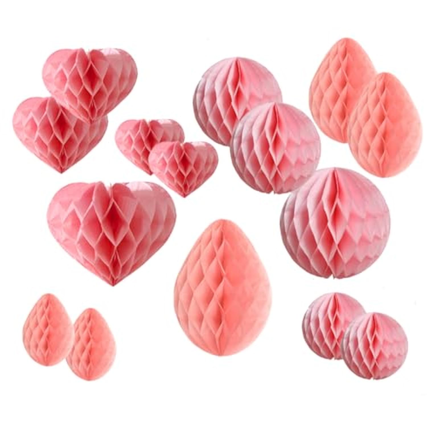 Party Decorations Hanging Paper 15Pcs Honeycomb Balls For Nursery, Baby Shower, Birthday, Wedding?Christmas? Graduation (15 Pieces Light Pink Set)