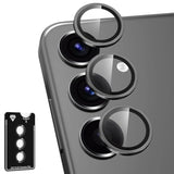 For Samsung Galaxy S25 Plus Camera Lens Protector, Individual Metal Ring Tempered Glass Lens Cover, [Strong Adsorption] Scratch Resistant Ultra-Thin Hd Clear Lens Cover, 1 Set-Black