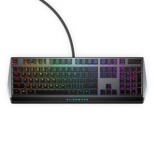 Low-Profile RGB Gaming Keyboard AW510K, AlienFx Per Key RGB LED Color Backlighting, Media CONTROLS & USB Passthrough, Cherry MX Low Profile Red