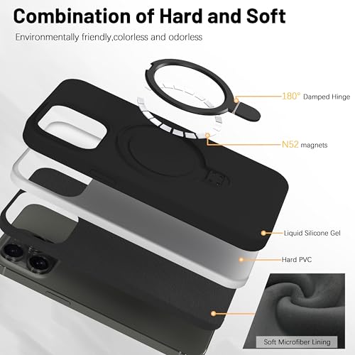 Case for iPhone 13 Pro Max Case with Magnetic Invisible Stand - MagSafe Compatible, Military Drop Tested, Shockproof Silicone Cover for Women and Men