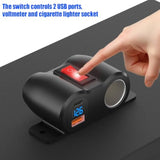 2-In-1 Surface Mount 12V Usb Outlet Cigarette Lighter Socket, Pd 30W And Qc18W Car Usb Port Car Charger With Button Switch Led Voltmeter And 120W Socket, Suitable For Cars, Boats, Rvs And Atvs