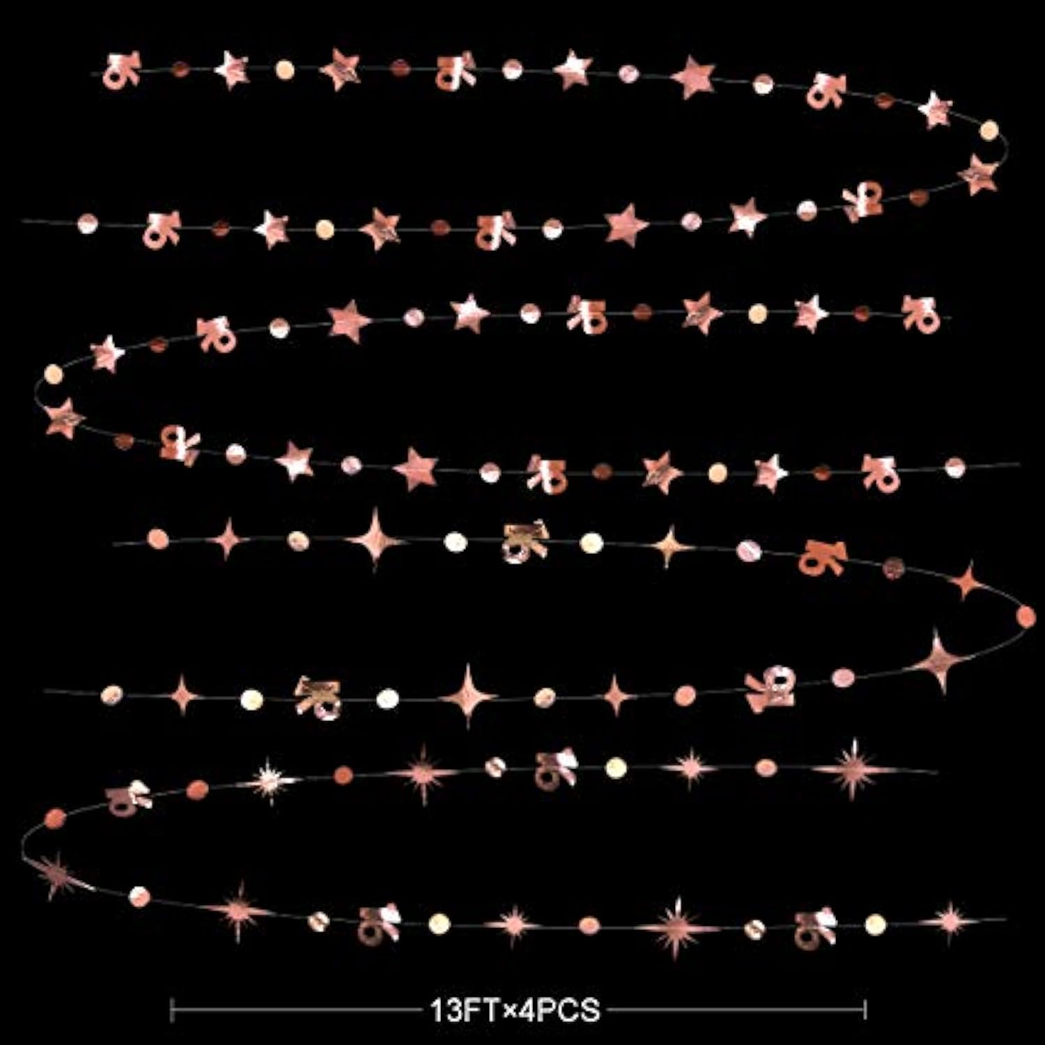 Rose Gold #16 Garland Kit Circle Dot & Star Streamers for Sweet Sixteen & Wedding