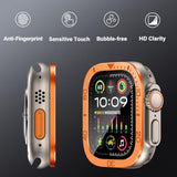 2 Pack For Apple Watch Ultra 3/2/1 Screen Protector 49Mm, 9H Tempered Glass Film With Titanium Alloy Frame, Anti Scratch, Touch Sensitive, Protective Film For Iwatch 49Mm (Orange Numeric)