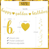 Golden Birthday Banner & Hanging Swirls Set for Girls/Women Party Decor