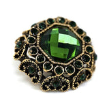 10 Pcs Green Rhinestones Inlaid Retro Round Octagon Metal Shank Sewing