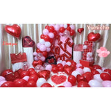 617Pcs Valentines Balloon Arch, I Love You Balloon, Red Pink White Heart Balloon And Rose Petals For Valentines Day Wedding Engagement Anniversary Romantic Decorations Special Night