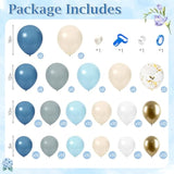 168Pcs Dusty Blue Balloon Arch Garland Kit, Slate Fog Baby Blue Sand White Confetti Metallic Gold Balloons For Boy Girl Baby Shower Birthday Bridal Gender Reveal Party Decorations Supplies