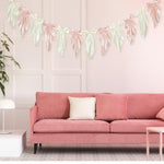 1 Pcs White Pink Bow Garland Banner, Satin Ribbon Hanging Party Bow Garland Decoration For Birthday Baby Shower Wedding Party Supplies