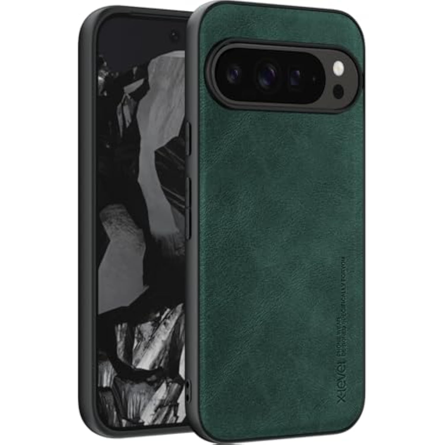 Pixel 9 Pro XL Case, Slim PU Leather, Soft Bumper, Shockproof Cover, Green