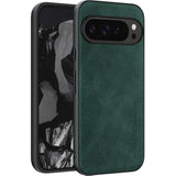 Pixel 9 Pro XL Case, Slim PU Leather, Soft Bumper, Shockproof Cover, Green