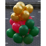 100-Pack 12-Inch Red, Green, and Gold Latex Balloons for Christmas and New Year