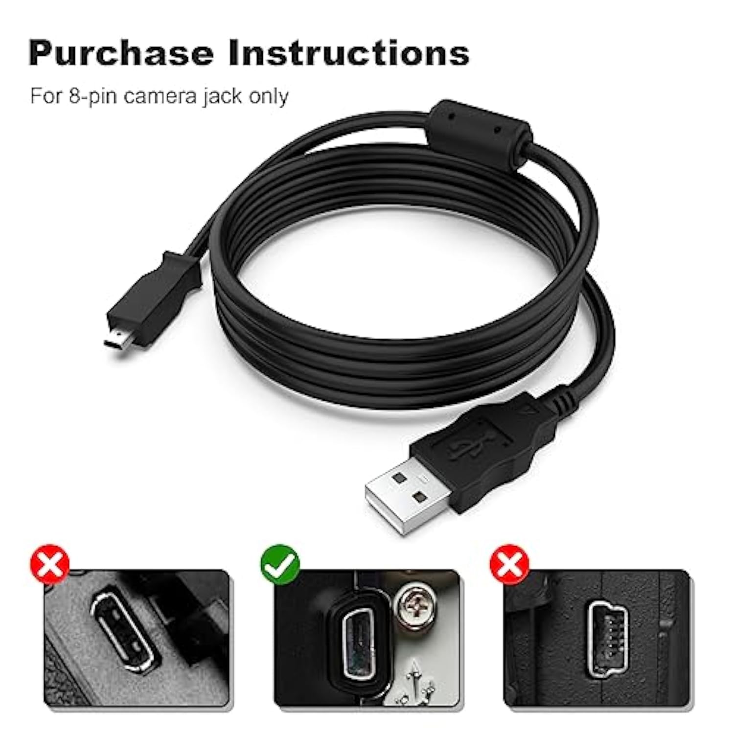 8P Charging Cable U-8 Cord Compatible With Kodak M320 M340 M341 M380 M420 M753 M853 M863 M1033 M2008 V550 V570 V603 V610 V705 V803 Camera-4.9Ft