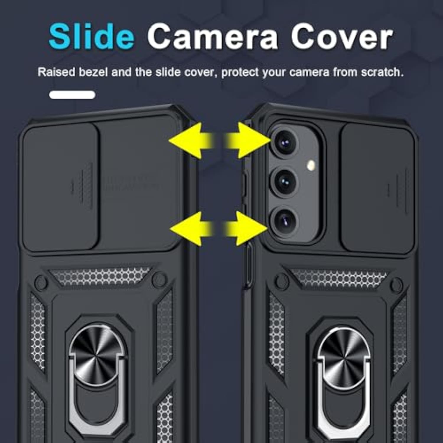 Samsung Galaxy A16 5G/4G Shockproof Case with Camera Cover Ring Stand Black