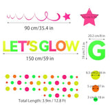 Neon Party Supplies Includes Let'S Glow Banner, Round Dot Paper Garland, Neon Swirl Streamers,Glow In The Dark Party Supplies Decorations Uv Blacklight Reactive Favor For Halloween Wedding Birthday