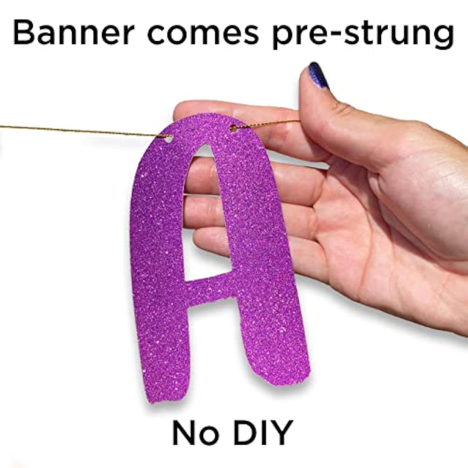 40th Birthday Purple Glitter Banner Party Decorations Supplies