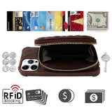 Zipper Wallet Case Compatible for iPhone 15 Pro,[Glass Screen Protector ][RFID Blocking] Flip Leather Handbag Phone Cover with Card Holder and