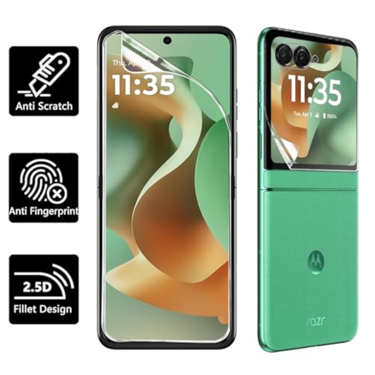 3 Pack For Motorola Razr 2025/2024 Screen Protector,[3 Main Screen + 3 Front Screen],Razr 2025/2024 Hd Tpu Shield Anti Scratch Bubble Free Screen Protector For Moto Razr 2025/2024,Clear