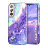 For Samsung Galaxy S22 Plus 5G Case, Marble Pattern 3 In 1 Heavy Duty Shockproof Full Body Rugged Hard Pc+Soft Silicone Drop Protective Women Girl Covers For S22 Plus, Cobalt Violet