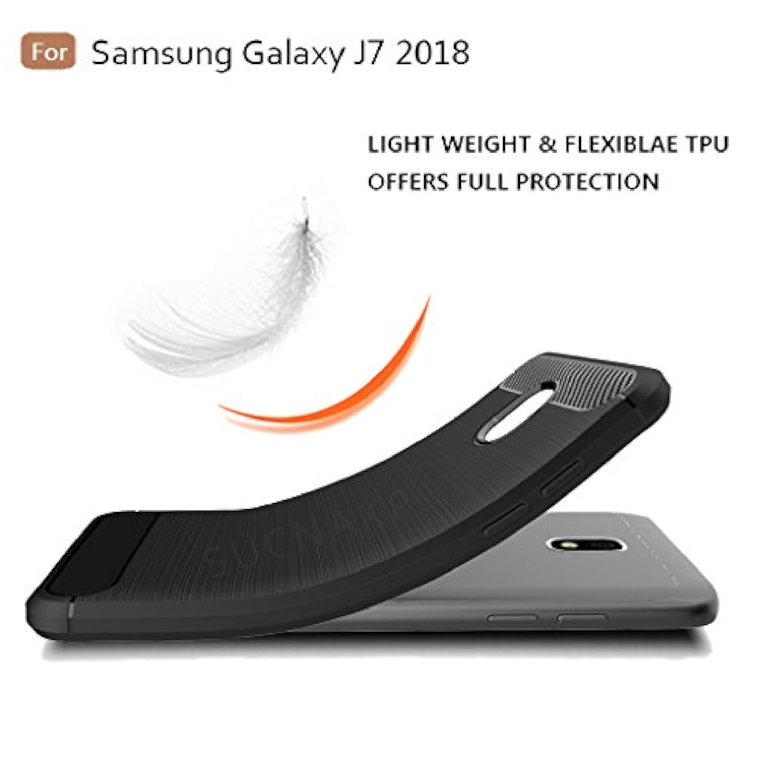 For Samsung Galaxy J7 2018 Case, Galaxy J7 V 2Nd Gen Case,Galaxy J7 Refine Case,Galaxy J7 Aero,J7 Star,J7 Top,J7 Crown,J7 Aura,J7 Eon,J737V,J737T,Tpu Protective Case Cover(Black)