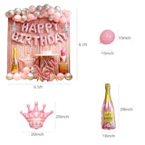 67pcs Pink Birthday Decorations with Banner, Balloons, Fringe Curtain for Girls & Women