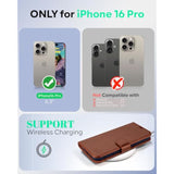 Compatible With Iphone 16 Pro Wallet Case, Pu Leather Flip Folio Case With Card Holders Rfid Blocking Kickstand [Shockproof Tpu Inner Shell] Phone Cover 6.3 Inch 2024, Dark Brown