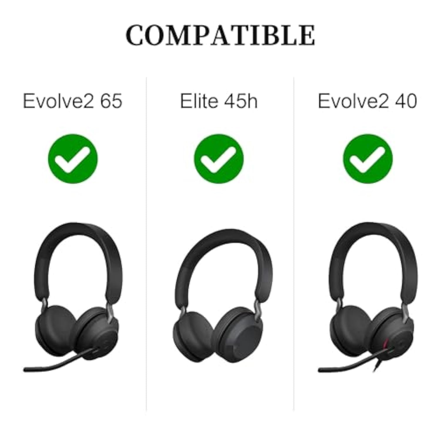 Replacement Earpads For Jabra Evolve2 65 - Softer Protein Leather Ear Pads Cushions For Jabra Evolve2 65/ Evolve2 40/ Elite 45H On-Ear Wireless Headset (Black)