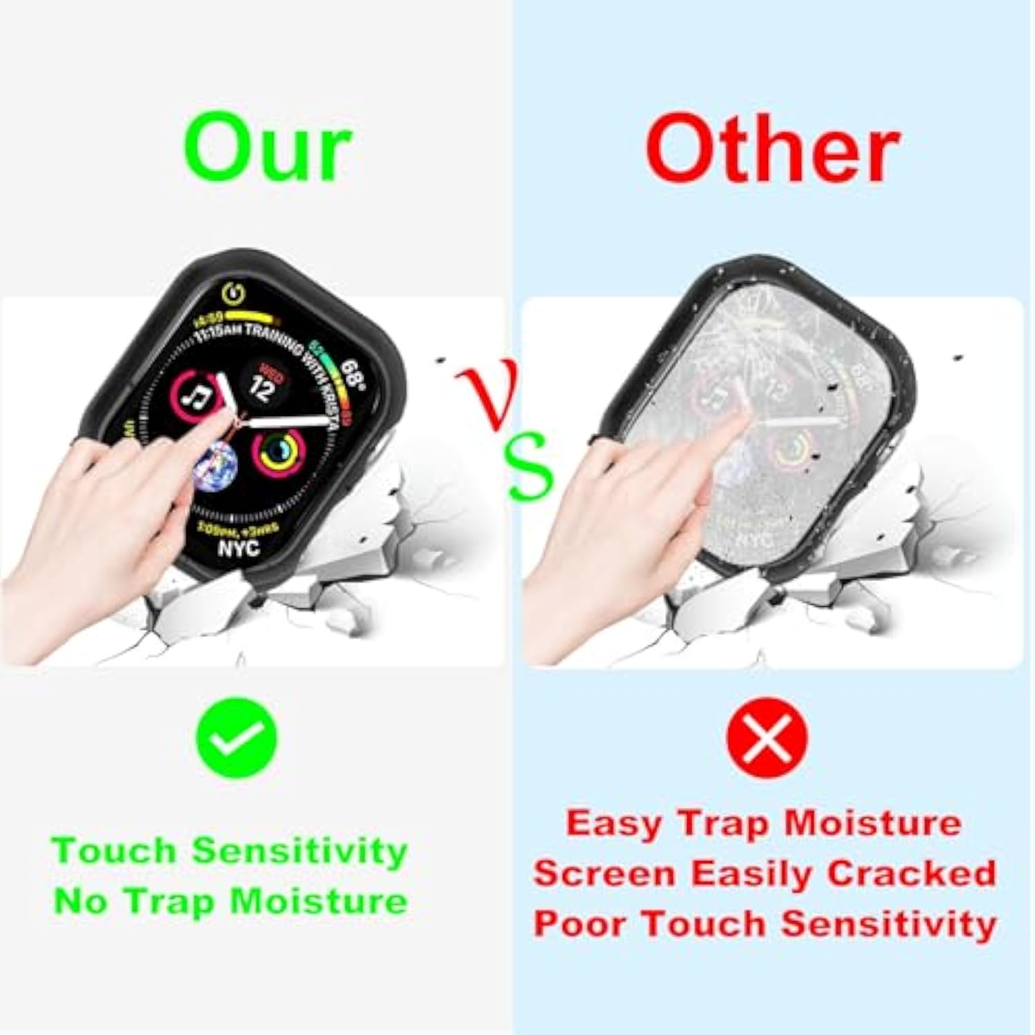 2 Pack [No Screen Protector] Bumper Case For Apple Watch Series 10 42Mm, Slim Shockproof Protective Bumper Cover For Iwatch S10 Accessories 42Mm, Black+Clear
