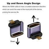 8K Micro Hdmi To Hdmi Adapter (2 Pack), Up And Down 90 Degree Right Angle Micr