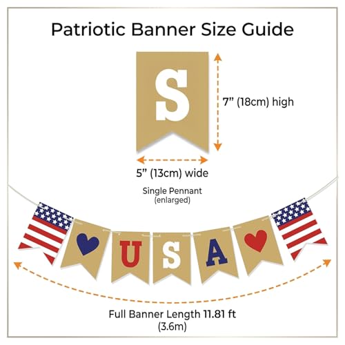 USA Banner Patriotic Garland 4th of July Banner for Memorial Day Decorations Independence Day Decorations 4th of July Party Supplies Patriotic Decorations for the Home Office