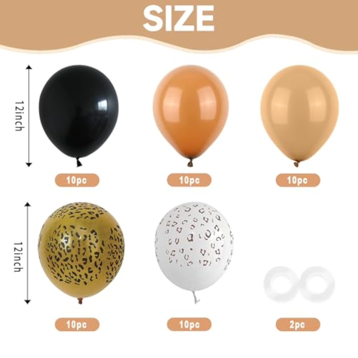 Cheetah Print Balloons, 52 Pcs Black Brown Balloons, Black Brown White Cheetah Theme Balloons, Animal Party Decorations For Birthday Baby Shower Animal Leopard Themed Party Decoration