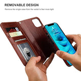Detachable Wallet Case For Iphone 14 Pro Rfid Blocking Card Slots Holder Premium Pu Leather Magnetic Kickstand Shockproof Wrist Strap Removable Flip Protective Cover 5G 6.1 Inch (Brown)