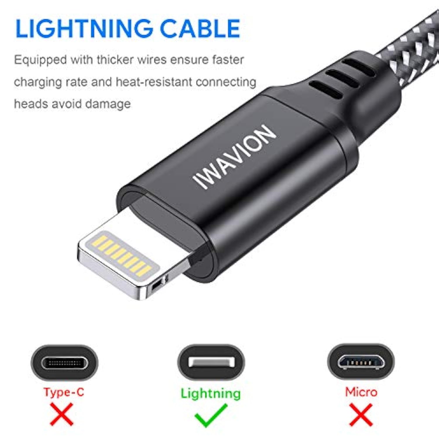 Iphone Charger Cable, 4Pack 3Ft/1M Lightning Cable Nylon Braided Mfi Certified Iphone Cable Usb Sync Cord Fast Iphone Charging Cable For Iphone Xs Max X Xr 8 7 6S 6, Ipad Mini/Air, Ipod