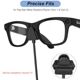 Charger for RayBan Meta Wayfarer/Skyler (Gen1 & Gen 2) - Replacement USB Charging Cable Accessories for Ray-Ban Meta Smart AI Glasses (2-Pack,