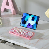 Portable Bluetooth Colorful Computer Keyboards, Wireless Mini Compact Retro Ty