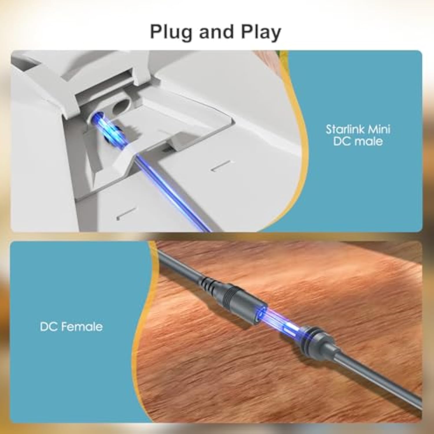 Starlink Mini Power Extension Cable 16.4 Ft, Dc Male To Dc Female Power Cord For Starlink Mini, Work With 20V/65W+ Pd Source - Grey