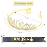 40Th Birthday Crown + Sash Set, Party Favor Gifts And Decorations For Her Friends
