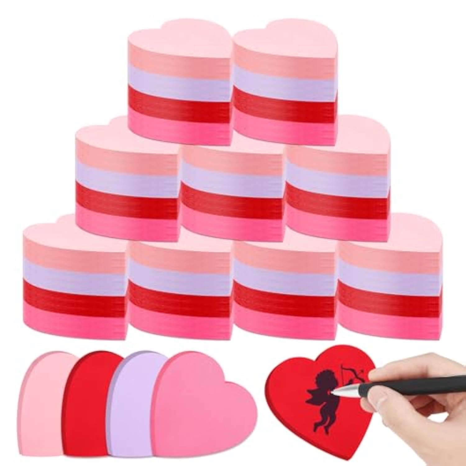 4800 Sheets Heart Shaped Sticky Notes 120 Pads Pink Sticky Notes Bulk 4 Colors Self Adhesive Notepads Memo For Office Back To School Kids Girls Women Gift