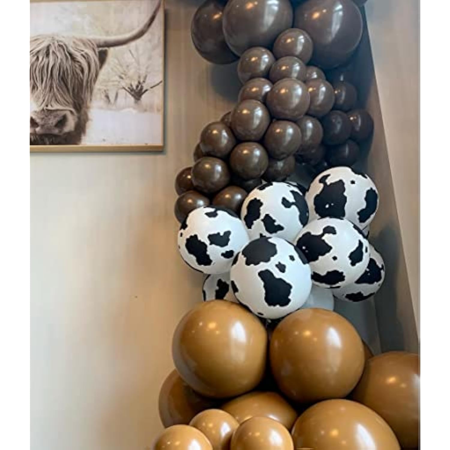 Cow Balloon Garland Arch Kit-150Pcs Brown Apricot Cocoa Cow Pattern Ba