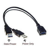 Usb 3.0 Splitter Y Cable Usb 1 Female To 2 Male Extra Power Data Extension Cable For 2.5" Mobile Hard Disk