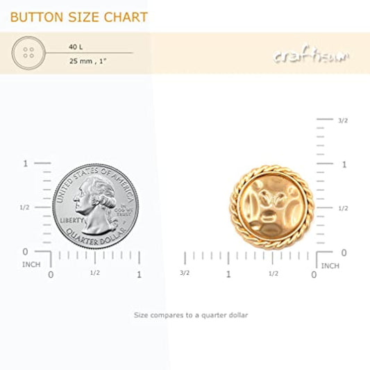 20 Pcs Stamping Lunar Surface Sewing Golden Metal Shank Coat Buttons -